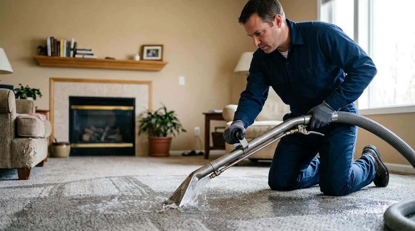 Water damage restoration technician working near Brownsville, MN